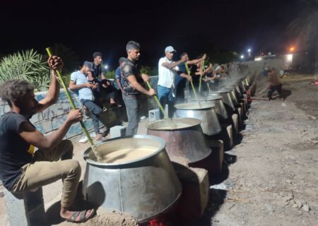 پخت ۱۰ تُن حلیم نذری در روستای تالار میناب