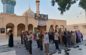 اقامه نماز باران در آستانه ابوالفضل(ع) روستای شهمرادی میناب