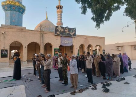 اقامه نماز باران در آستانه ابوالفضل(ع) روستای شهمرادی میناب