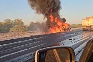 تصادف خودروهای قاچاق سوخت در محور بندرعباس–میناب