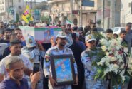میناب در سوگ مرزبان شهید؛ وداع باشکوه مردم با پیکر شهید حمید زارعی حاجیآبادی + عکس